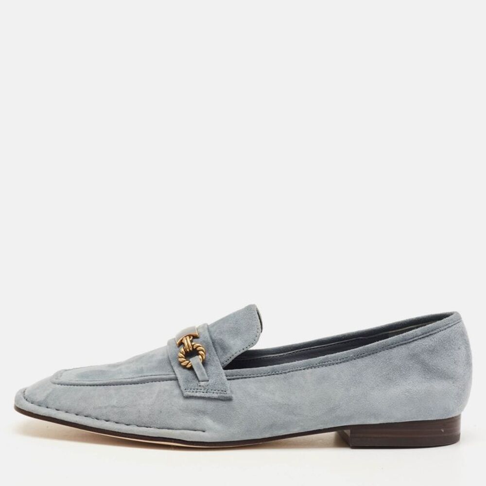 Tory Burch Perrine Size 41 Light Blue Suede Slip On Loafers